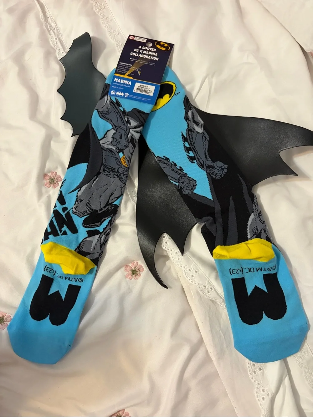 New. Batman Knee-High Costume Socks with Cape - Blue/Black/Yellow